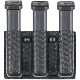 safariland 775 slimline open top triple magazine pouch features an STX basketweave finish and holds 3 smith & wesson mp mags
